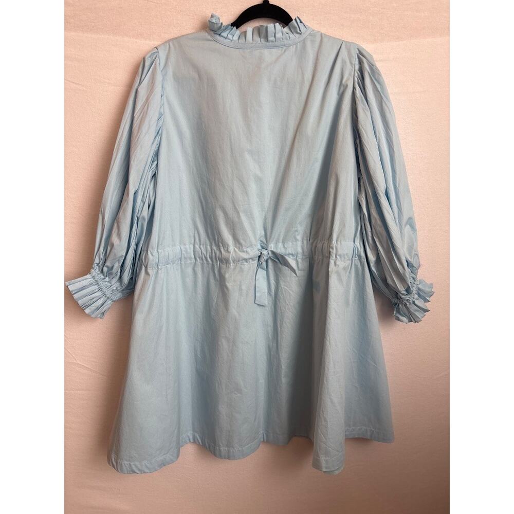 Shop the Mint MJD147 Light Blue XL Ruffle Poet Sleeve Mini Dress - Picture 5 of 7